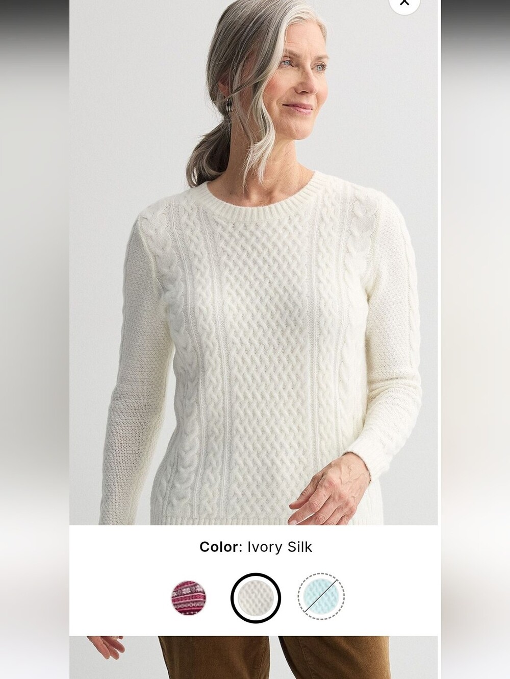 croft & barrow Cable Knit Crewneck Sweater-Medium